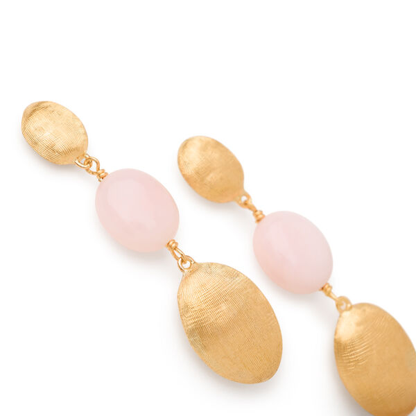 Boucles d'oreilles pendentives Siviglia Colour en or jaune avec opales roses