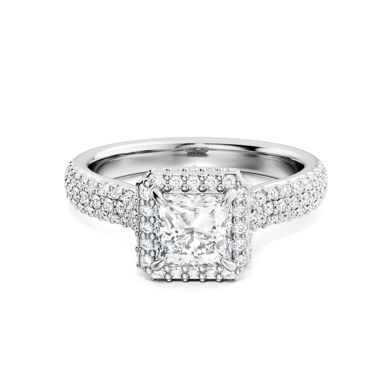 Birks Square Phillips Single Halo Princess Cut Diamond Engagement Ring with Pav&eacute; Band image number 0