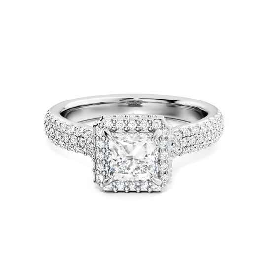 Birks Square Phillips Single Halo Princess Cut Diamond Engagement Ring with Pav&eacute; Band image number 0