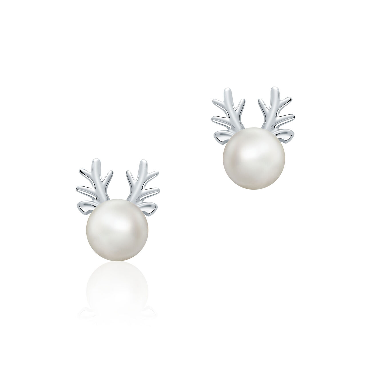 bijoux birks essentials freshwater pearl and silver reindeer stud earrings image number 0