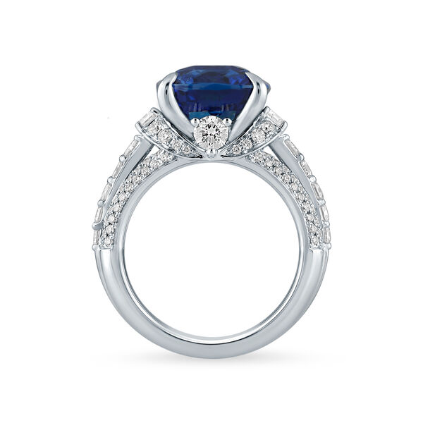 Sapphire Cushion-Cut Ring with Diamonds in White Gold