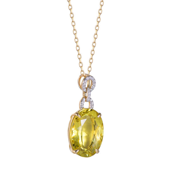 Pendentif Quartz Citron Oval en Or Jaune