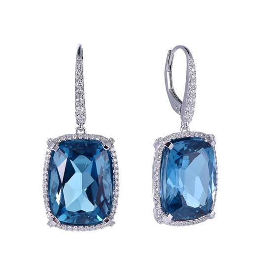 Boucles d'Oreilles Topaze Bleue de Londres en Or Blanc image number 0