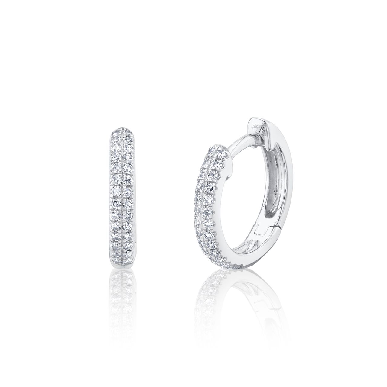 Shy Creation Kate White Gold and Diamont Pav&eacute; Mini Hoop Earring SC55004581V4 image number 0