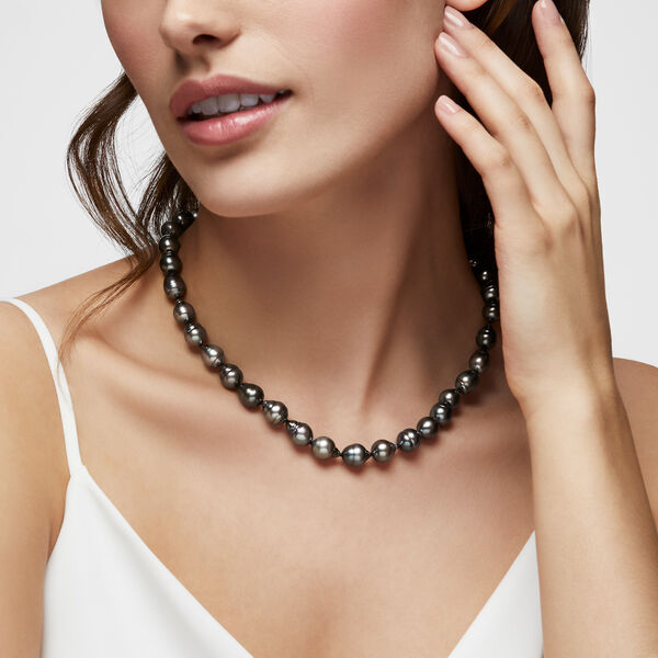 Collier de perles 8-10 mm de Tahiti en or blanc