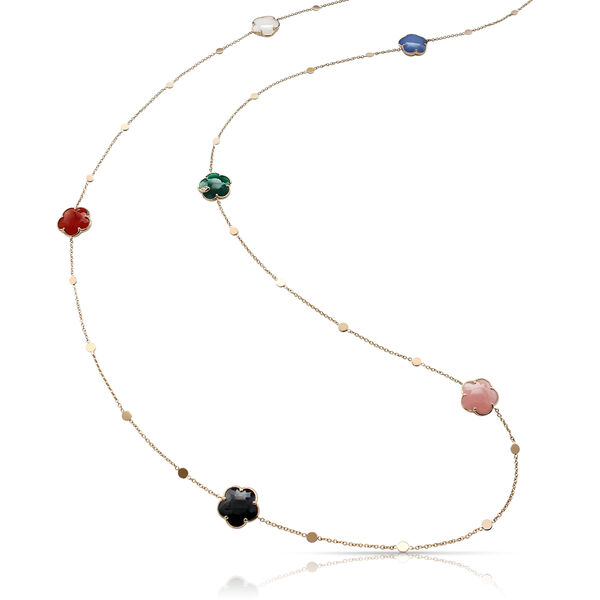 Petit Joli Rose Gold, Multi Stone and Diamond Station Necklace