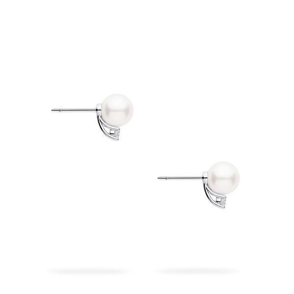 7-7.5 mm AA Akoya Pearl Earrings in White Gold