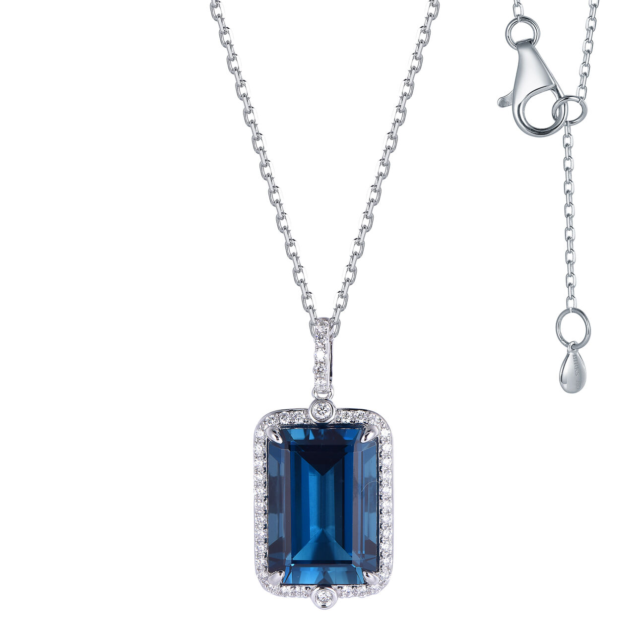 London Blue Topaz Pendant in White Gold image number 0