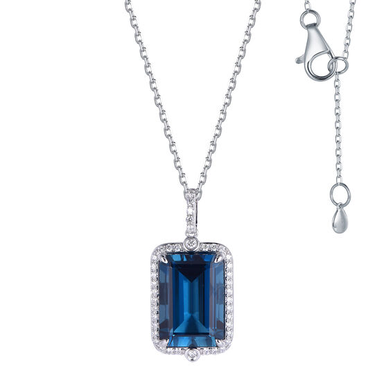 London Blue Topaz Pendant in White Gold image number 0