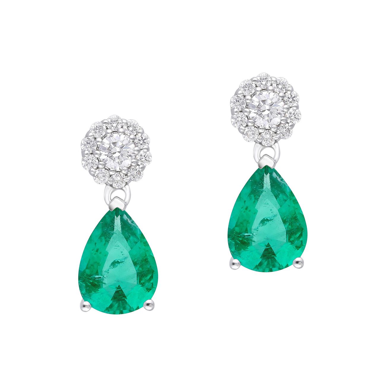 maison birks teardrop emerald diamond stud earrings sg13108e em front image number 0