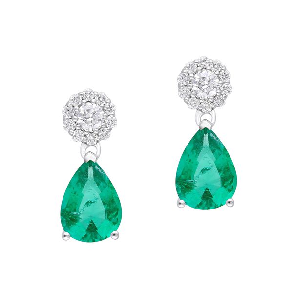 Emerald and Diamond Teardrop Earrings