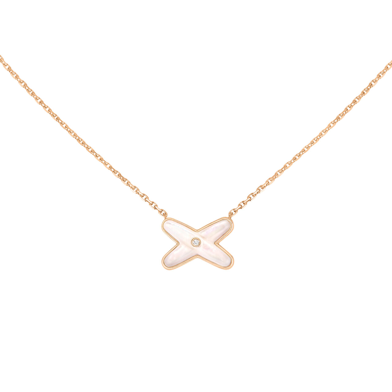 maison birks chaumet jeux de liens rose gold mother of pearl diamond necklace 082930 image number 0