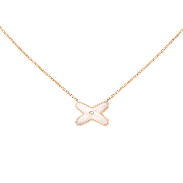 Pendentif Jeux De Liens en or rose avec nacre et diamant