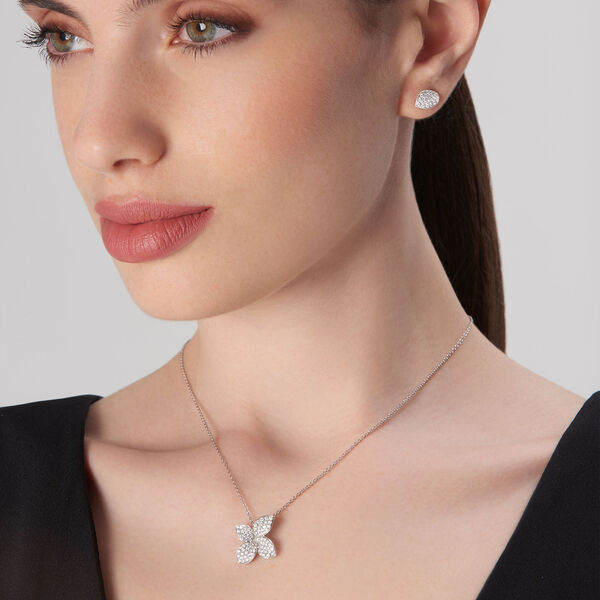 Pendentif Petit Garden en or blanc avec pavé de diamants, moyen modèle