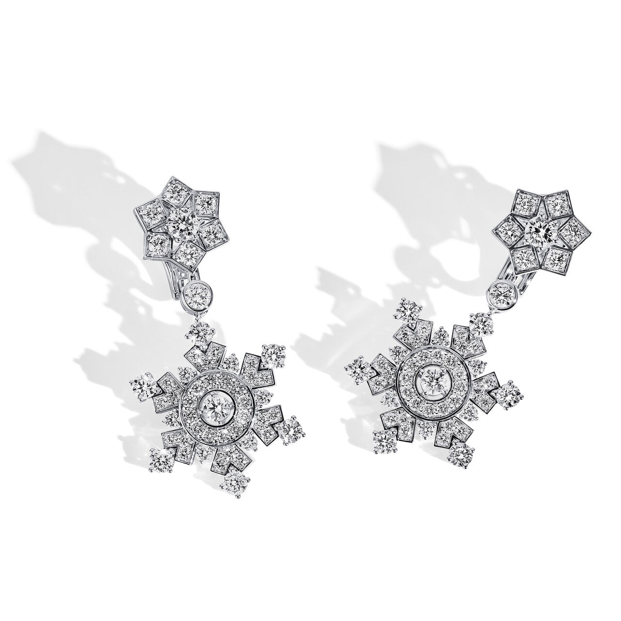 Birks Snowflake White Gold Drop Earrings 450017597695 image number 0