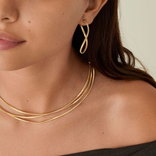 Marco Bicego Marrakech Large Yellow Gold Drop Earrings on model image number 1