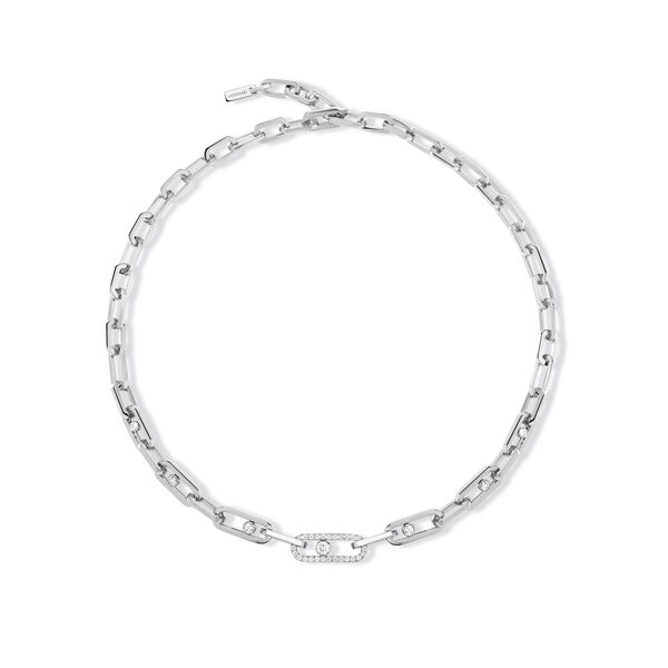 Collier Move Link en or blanc avec diamants