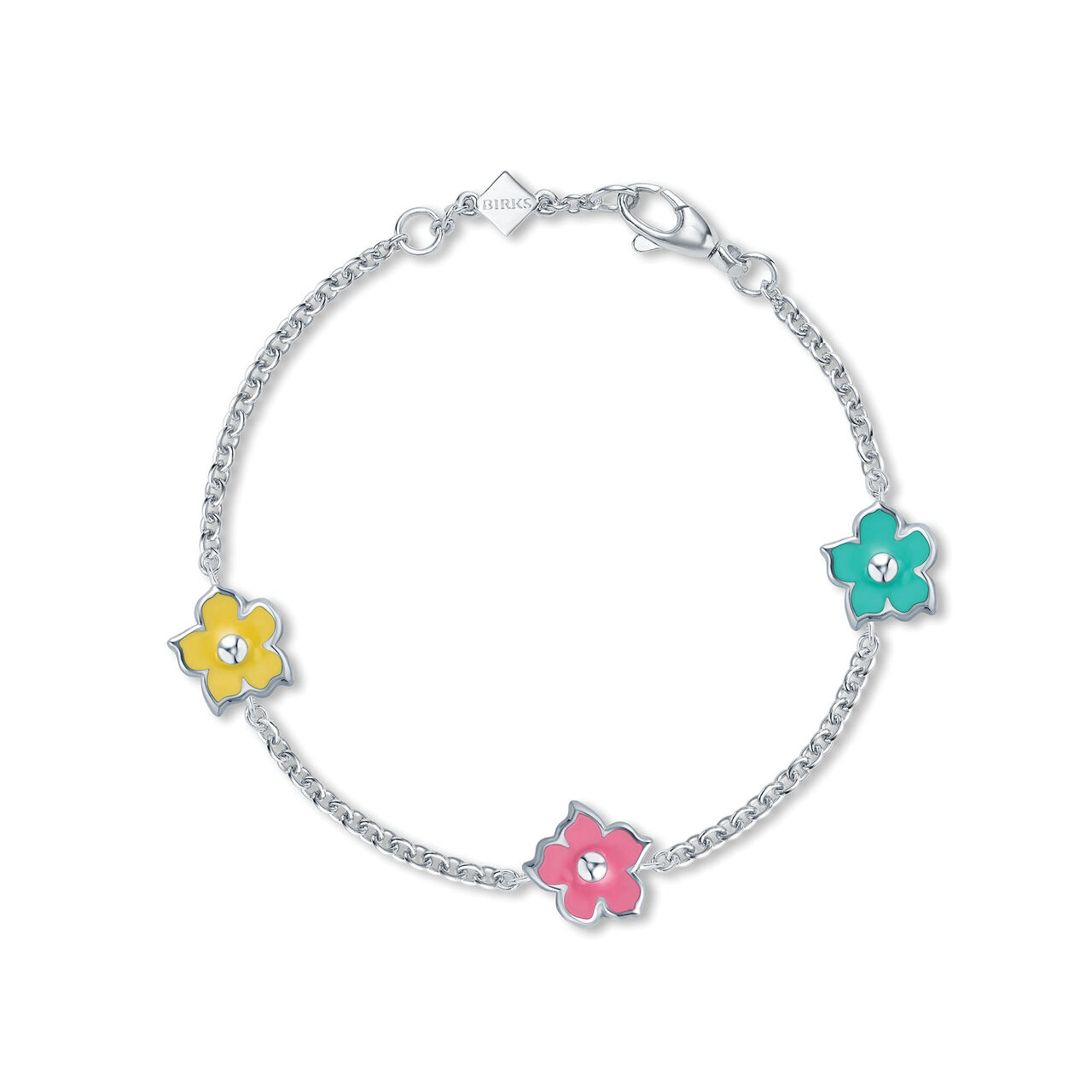 bijoux birks bee sweet enamel and silver flower bracelet image number 0