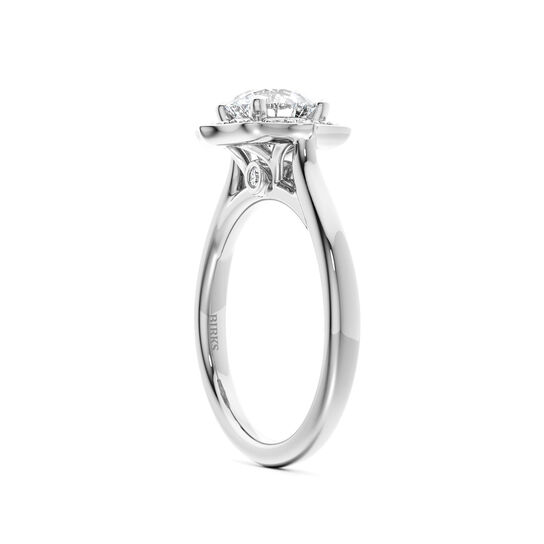 Birks 1879 Heirloom Round Solitaire Diamond Engagement Ring with Halo And Diamond Band image number 2