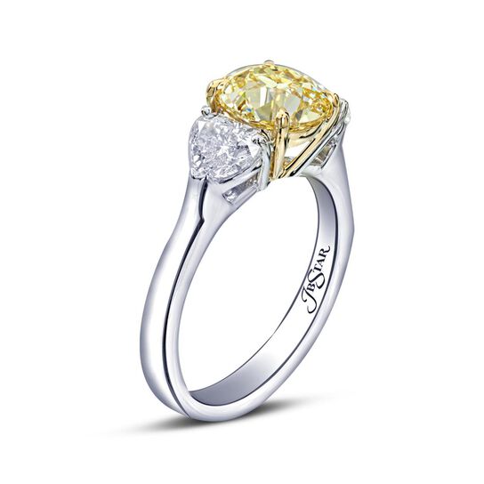 jb star fancy 3 stones yellow diamond engagement ring 0262 014 front standing image number 1