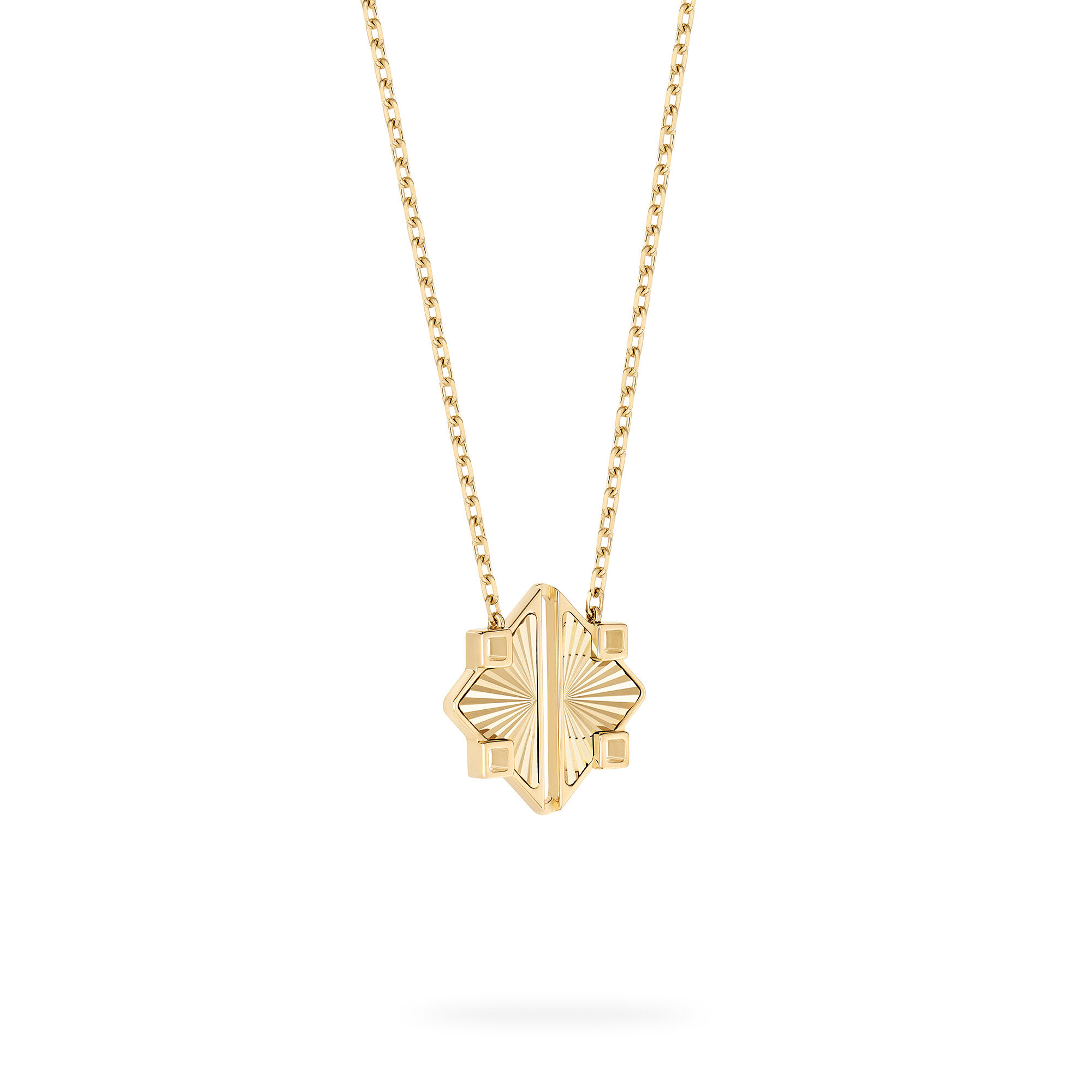 Guilloché Yellow Gold Pendant, Medium