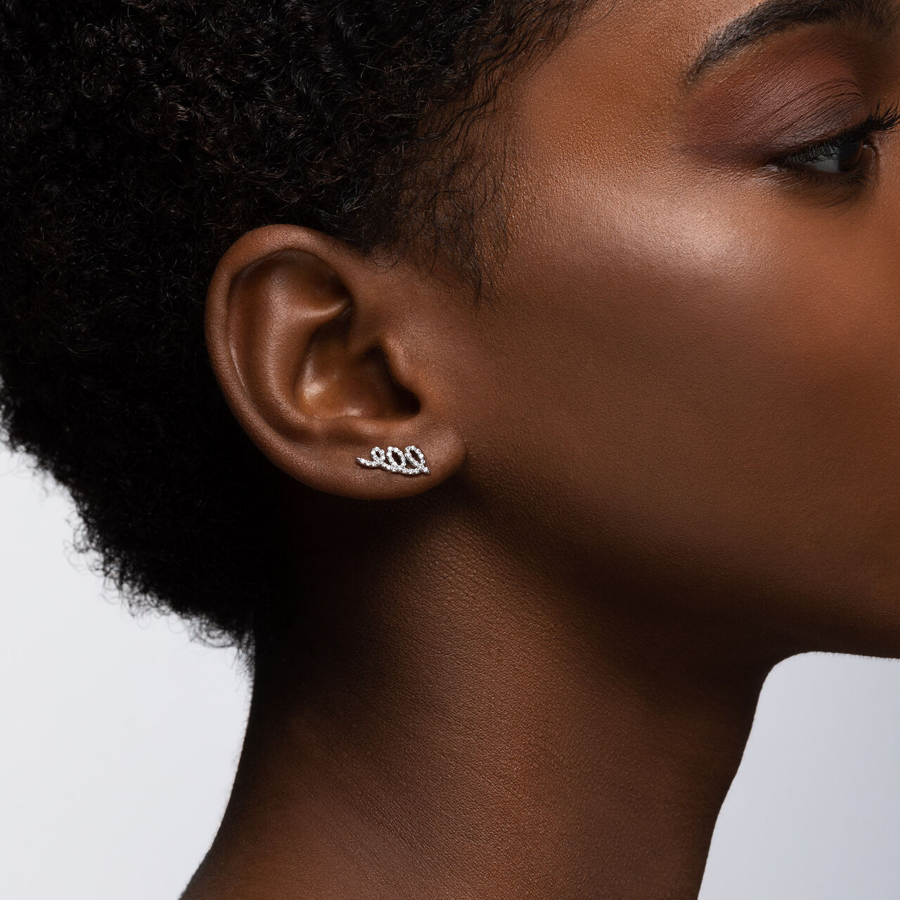 Birks Essentials Diamond Swirl Earrings on model image number 1