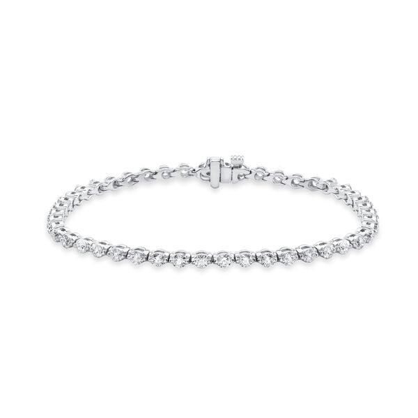 Single Prong White Gold 46-Diamond Line Bracelet