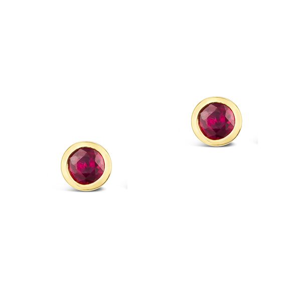 Boucles d'oreilles clous en or jaune avec rubis