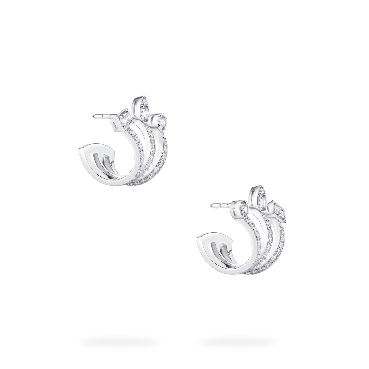 Birks Splash Triple Hoop Diamond Huggie Earrings image number 2