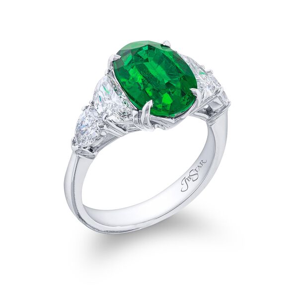 Oval-Cut Emerald and Diamond Ring