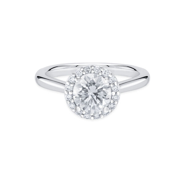 Bague de fiançailles à diamant rond avec simple halo