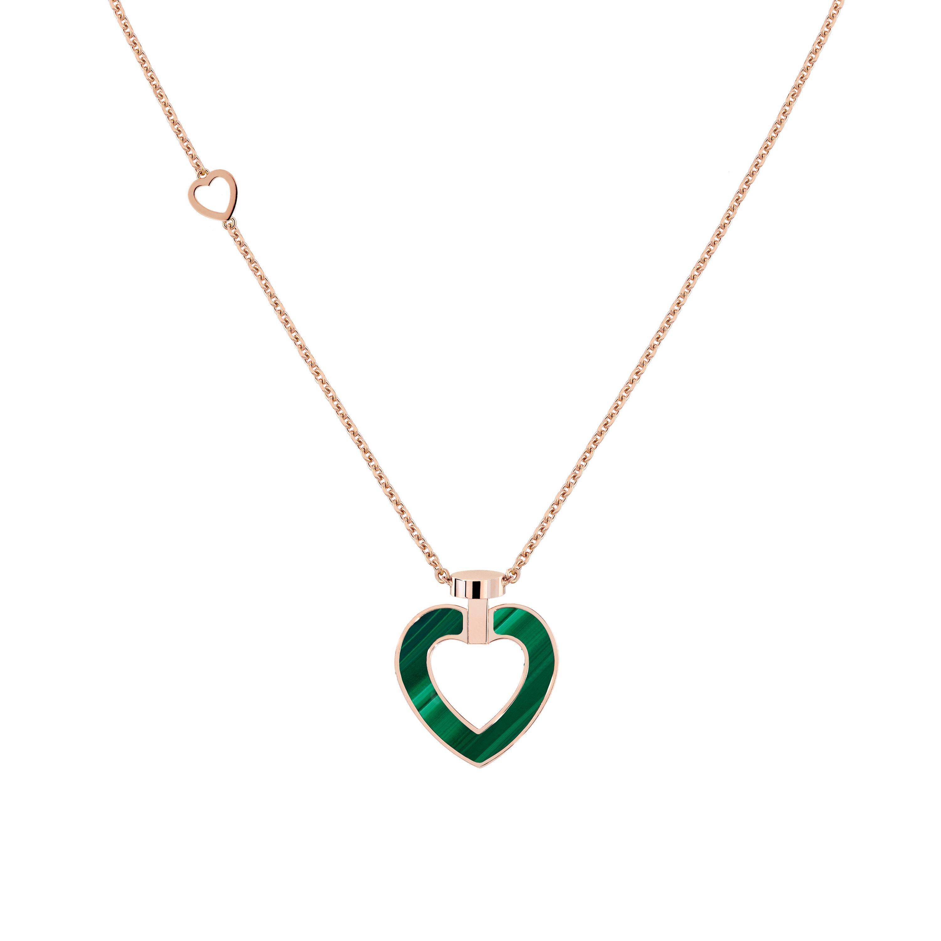 Pretty Woman Medium Rose Gold, Malachite, Mother-of-Pearl and Diamond Heart Pendant