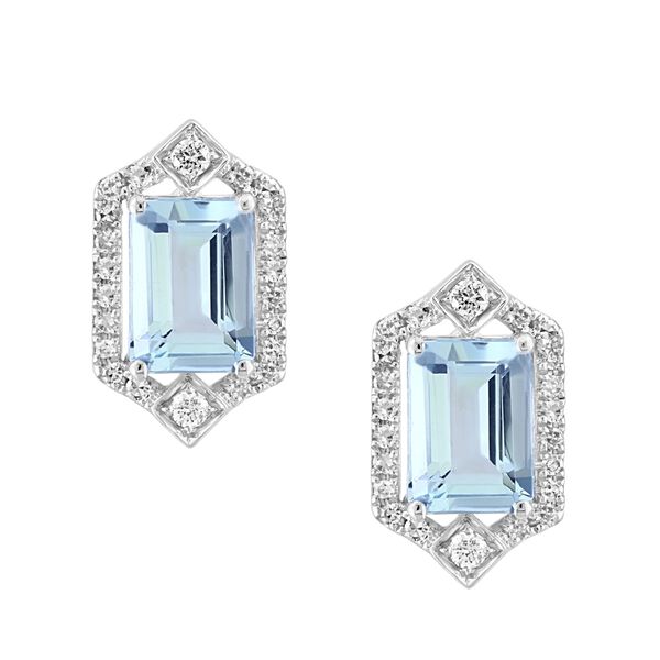 Aquamarine Earrings with Diamond Accents