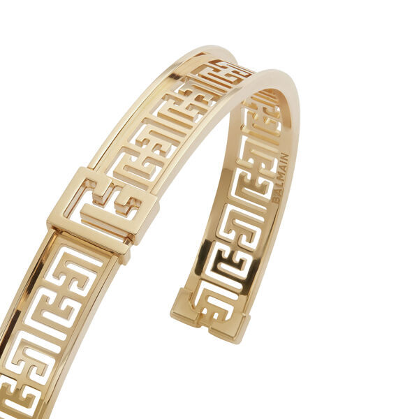 Labyrinth Frieze Yellow Gold Bangle Bracelet