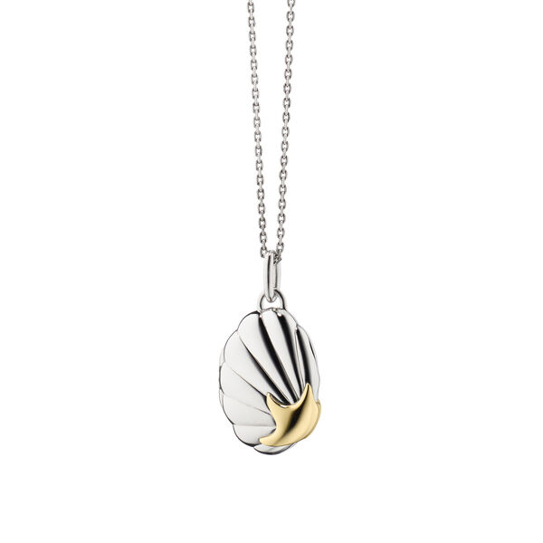Classic Lockets Silver and Yellow Gold Neptune Shell Pendant