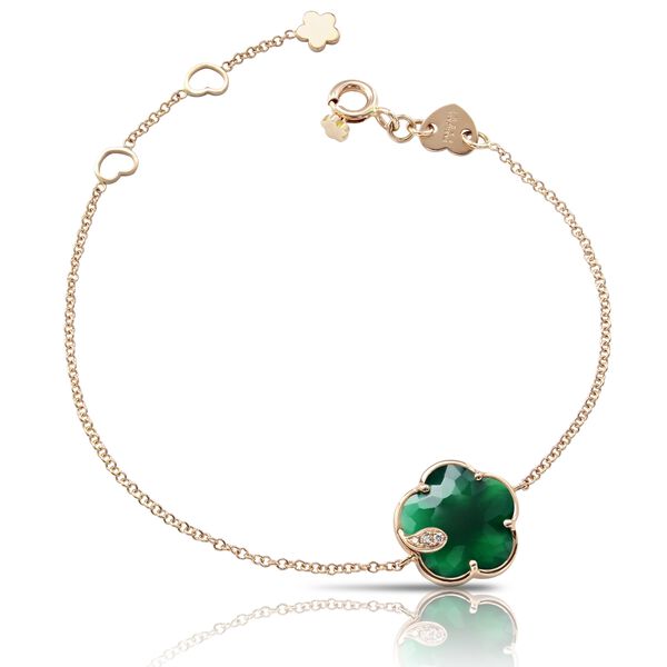 Bracelet Petit Joli en or rose avec agate verte et diamants