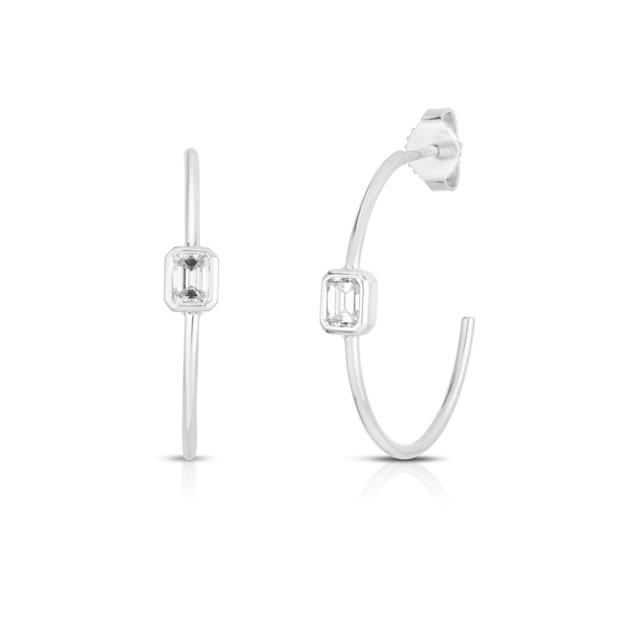Boucles d'oreilles anneaux Diamond By The Inch en or blanc et diamants image number 0