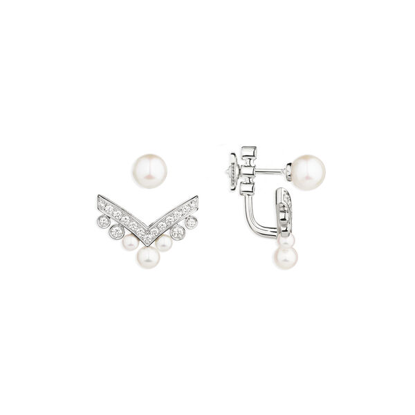 Joséphine Aigrette White Gold Pearl Diamond Pavé Single Earring