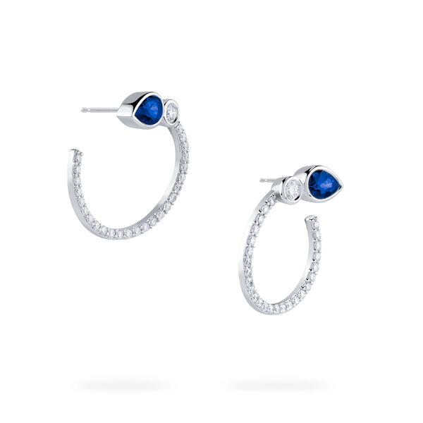 Diamond and Sapphire Small Hoop Earrings
