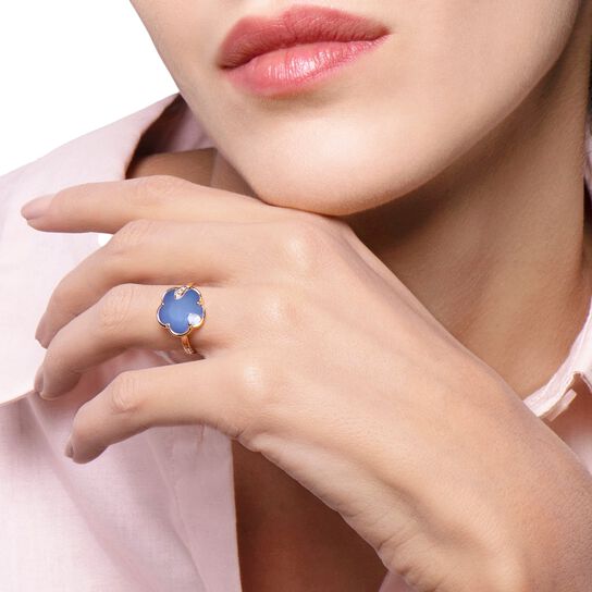 Pasquale Bruni Petit Joli Rose Gold, Blue Moon and Diamond Ring 16117R On Model image number 1