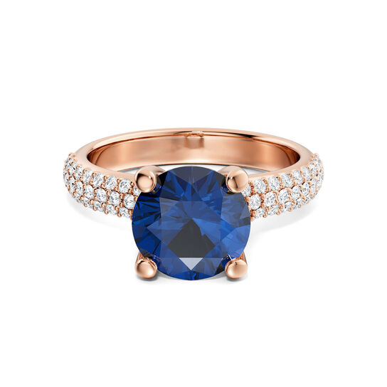 Birks Blue Sapphire Rose Gold Pav&eacute; Solitaire Engagement Ring image number 0