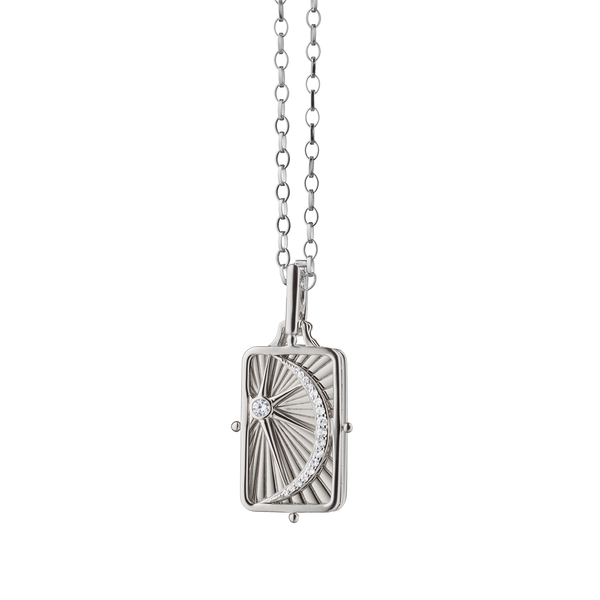 Médaillon Sun, Moon and Star Gate Lockets en argent avec saphirs blancs