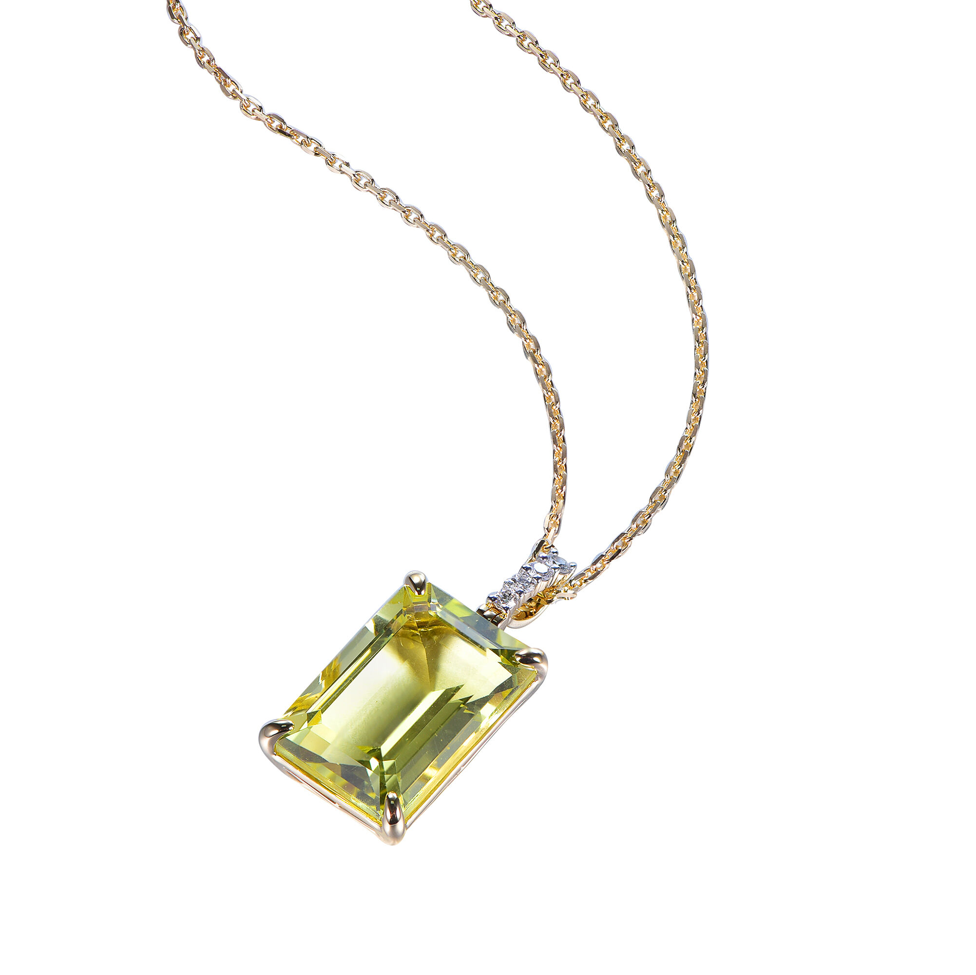 Lemon Quartz Pendant in Yellow Gold