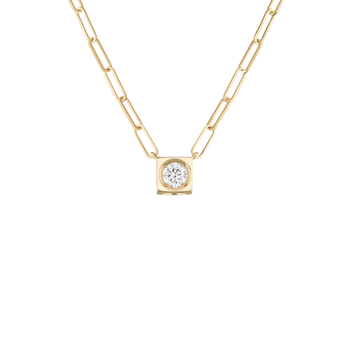 Le Cube Diamant Large Yellow Gold and Diamond Necklace