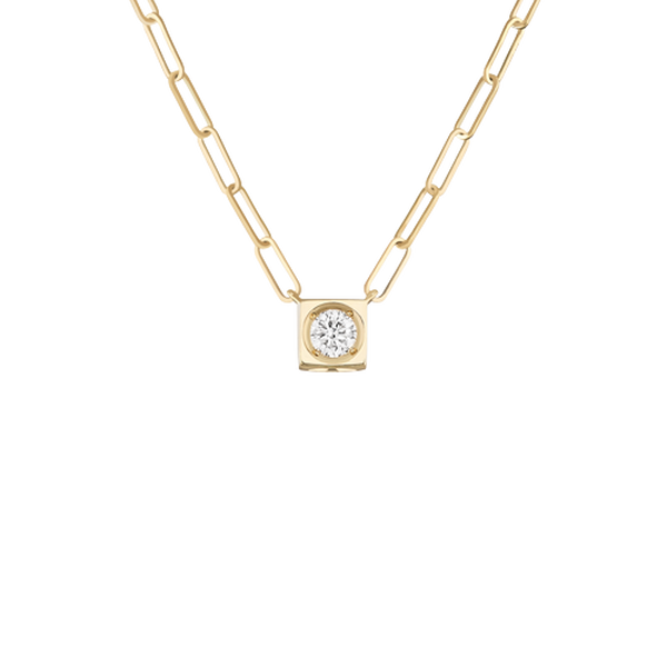Le Cube Diamant Large Yellow Gold and Diamond Necklace