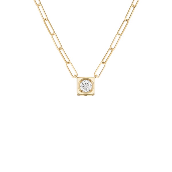 Collier Le Cube Diamant en or jaune avec diamant, grand modèle 