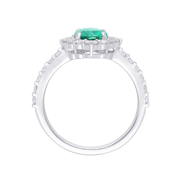 Oval Emerald and Diamond Halo Ring