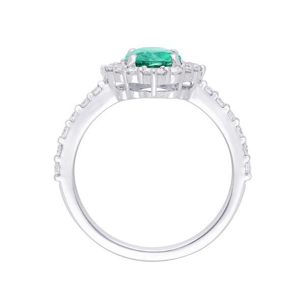 Bague avec émeraude ovale et halo de diamants
