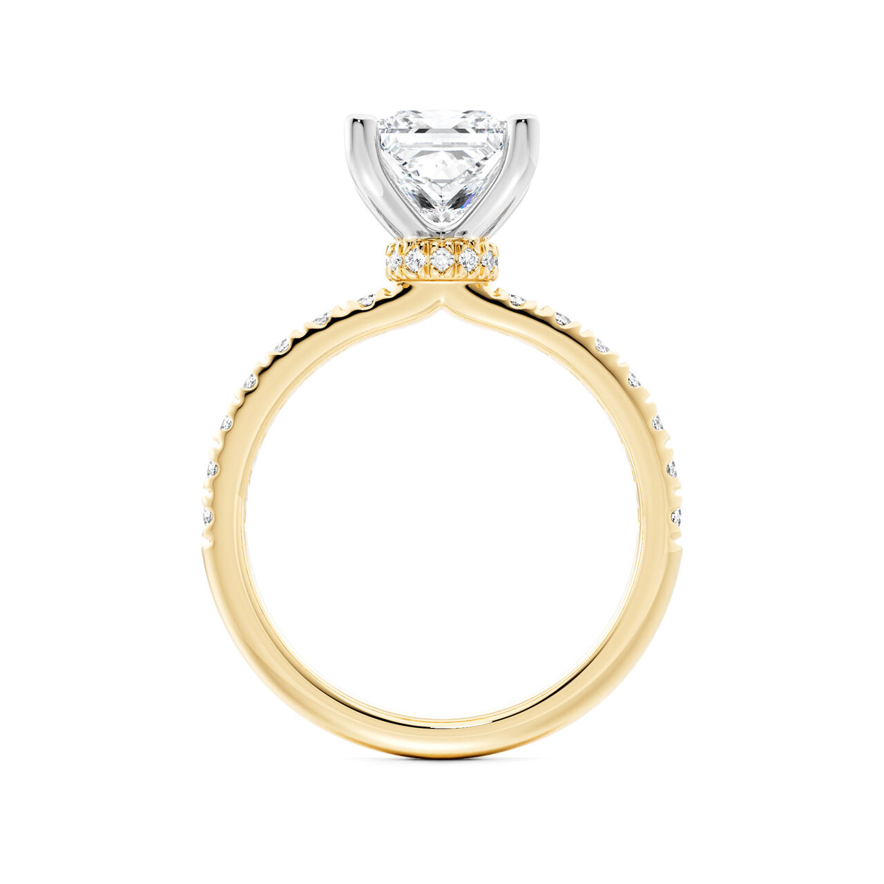 Birks D&eacute;co Princess‑Cut Solitaire Diamond Engagement Ring with Pav&eacute; Band and a Hidden Pav&eacute; Halo in Yellow Gold image number 2