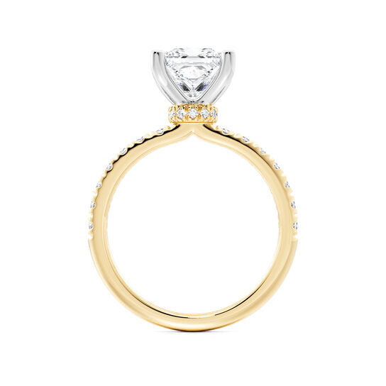 Birks D&eacute;co Princess‑Cut Solitaire Diamond Engagement Ring with Pav&eacute; Band and a Hidden Pav&eacute; Halo in Yellow Gold image number 2